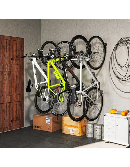 SPORTNOW 4 Pack Bike Rack, Wall Mounted Bicycle Hanger Hook, Foldable Garage Bike Wall Rack, Bicycle Storage Holder for Indoor O