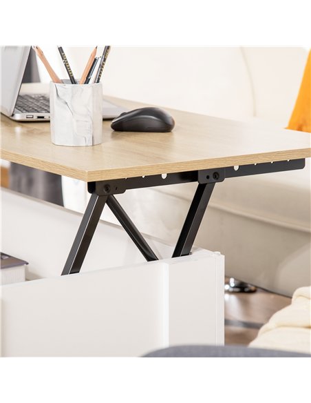 HOMCOM Lift Top Coffee Table with Hidden Storage Compartment, Lift Tabletop Pop-Up Center Table for Living Room