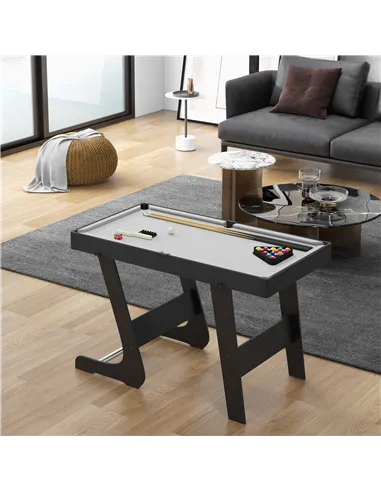 SPORTNOW 3.5ft Folding Pool Table, Snooker Table with Two Cues, 16 Balls, Chalk, Triangle, Brush - Grey