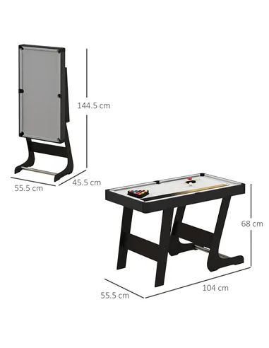 SPORTNOW 3.5ft Folding Pool Table, Snooker Table with Two Cues, 16 Balls, Chalk, Triangle, Brush - Grey