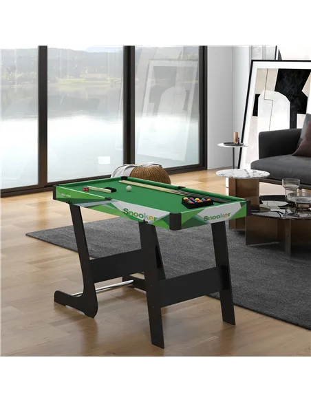 SPORTNOW 104cm Folding Mini Pool Table Set with 2 Cues, 16 Balls, Chalk, Triangle, Brush, Green
