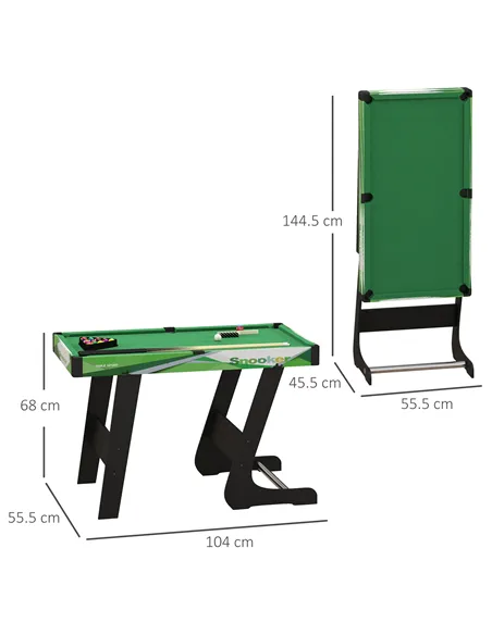 SPORTNOW 104cm Folding Mini Pool Table Set with 2 Cues, 16 Balls, Chalk, Triangle, Brush, Green