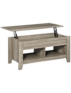 HOMCOM Lift Top Coffee Table w/ Hidden Storage Compartment Open Shelves Lift Tabletop Pop Up Centre Table for Living Room Oak Ef