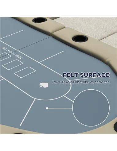 SPORTNOW 8 Player Folding Poker Table, with Cup Holders, Cushioning Edge, Brown and Blue