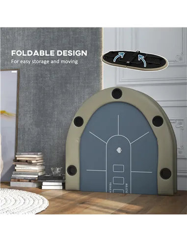 SPORTNOW 8 Player Folding Poker Table, with Cup Holders, Cushioning Edge, Brown and Blue