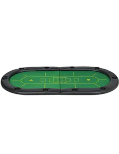 SPORTNOW Foldable Poker Mat, 10-Player Table Top with Cup Holder, Carry Bag - Green