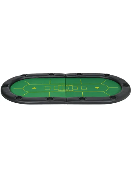 SPORTNOW Foldable Poker Mat, 10-Player Table Top with Cup Holder, Carry Bag - Green