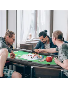 SPORTNOW Foldable Poker Mat, 10-Player Table Top with Cup Holder, Carry Bag - Green 2