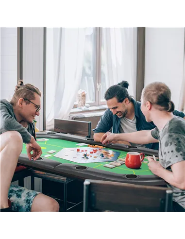 SPORTNOW Foldable Poker Mat, 10-Player Table Top with Cup Holder, Carry Bag - Green