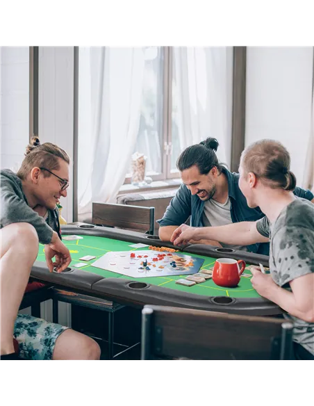 SPORTNOW Foldable Poker Mat, 10-Player Table Top with Cup Holder, Carry Bag - Green
