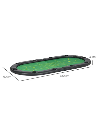SPORTNOW Foldable Poker Mat, 10-Player Table Top with Cup Holder, Carry Bag - Green