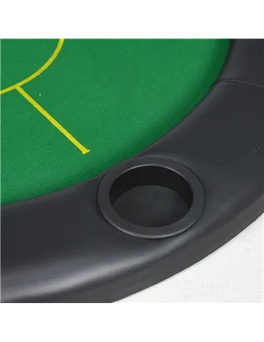 SPORTNOW Foldable Poker Mat, 10-Player Table Top with Cup Holder, Carry Bag - Green