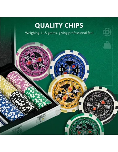 SPORTNOW 300-Piece Poker Chips Set, Poker Set with Mat, Chips, Two Card Decks, Dealer, Five Dices