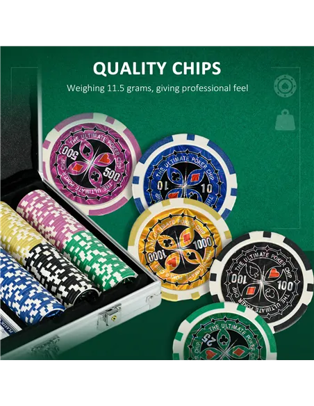 SPORTNOW 300-Piece Poker Chips Set, Poker Set with Mat, Chips, Two Card Decks, Dealer, Five Dices