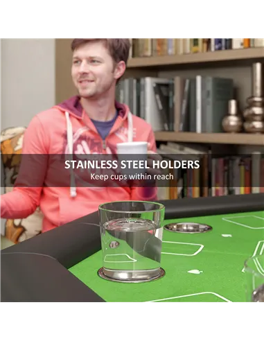 SPORTNOW 8 Player Folding Poker Table, Portable Octagon Blackjack Table with Cup Holders with Cup Holders, Padded Edge, Green