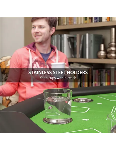 SPORTNOW 8 Player Folding Poker Table, Portable Octagon Blackjack Table with Cup Holders with Cup Holders, Padded Edge, Green