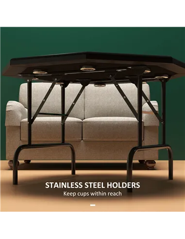 SPORTNOW 8 Player Folding Poker Table, Portable Octagon Blackjack Table with Cup Holders with Cup Holders, Padded Edge, Green