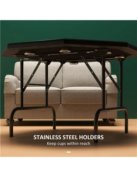 SPORTNOW 8 Player Folding Poker Table, Portable Octagon Blackjack Table with Cup Holders with Cup Holders, Padded Edge, Green