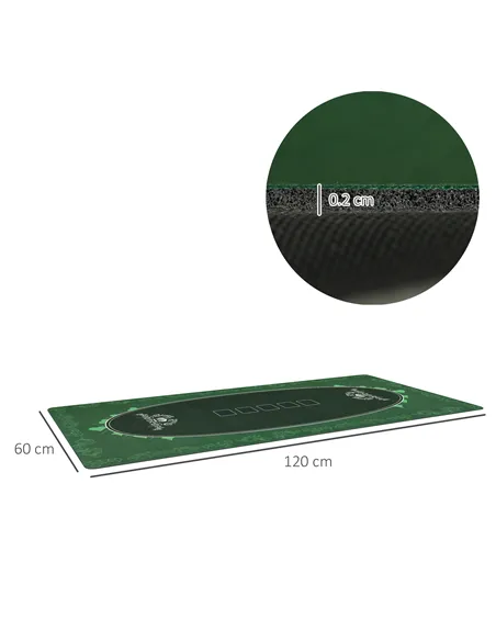 SPORTNOW Professional Poker Mat, Six-Player Water-resistant Poker Table with Felt Surface, Carry Bag, Green