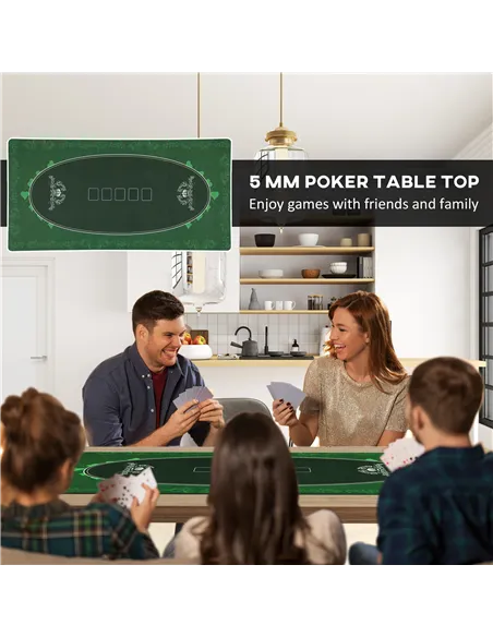 SPORTNOW Professional Poker Mat, Six-Player Water-resistant Poker Table with Felt Surface, Carry Bag, Green