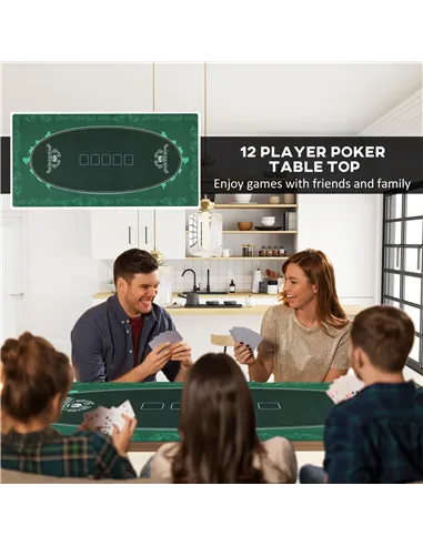 SPORTNOW Professional Poker Mat, 12-Player Water-resistant Poker Table with Felt Surface, Carry Bag, Green