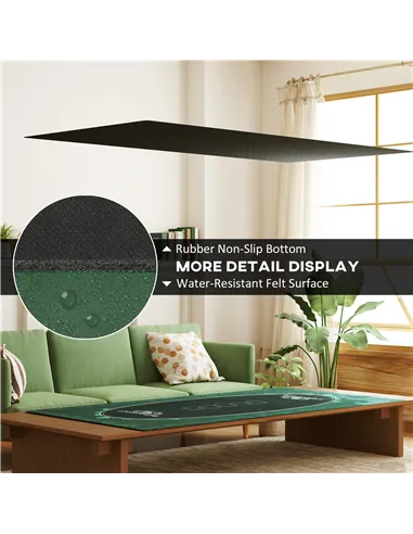 SPORTNOW Professional Poker Mat, 12-Player Water-resistant Poker Table with Felt Surface, Carry Bag, Green