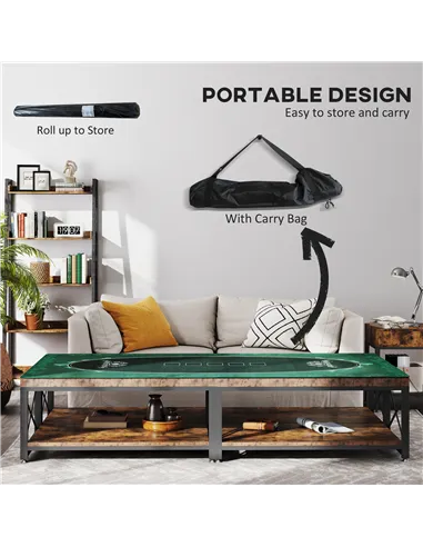 SPORTNOW Professional Poker Mat, 12-Player Water-resistant Poker Table with Felt Surface, Carry Bag, Green