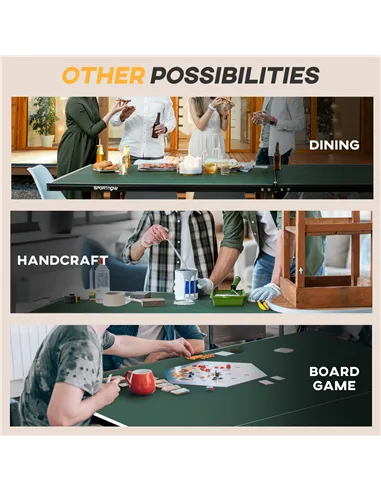 SPORTNOW 9FT Folding Tennis Table, with 8 Wheels, for Indoor Use, Green