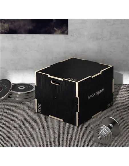 SPORTNOW Multi-Faceted Jump Box, Wooden Step Up Box, for Home, Gym, Exercise, 51/61/76cm- Black