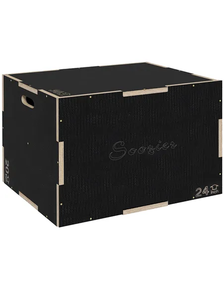 SPORTNOW Multi-Faceted Jump Box, Wooden Step Up Box, for Home, Gym, Exercise, 41/51/61cm - Black
