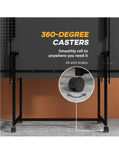 SPORTNOW 9FT Folding Table Tennis Table with Four Wheels, for Indoor Use, Blue