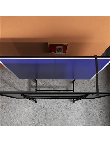 SPORTNOW 9FT Folding Table Tennis Table with Four Wheels, for Indoor Use, Blue