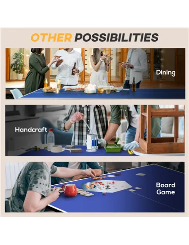 SPORTNOW 9FT Foldable Table Tennis Table, with Cover, Net, Paddles, Balls - Blue