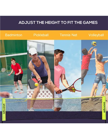 SPORTNOW 3m Badminton Net, Height Adjustable Outdoor Sports Net, with Carry Bag, for Tennis, Pickleball, Volleyball