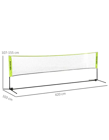 SPORTNOW 4m Badminton Net, Height Adjustable Outdoor Sports Net, with Carry Bag, for Tennis, Pickleball, Volleyball
