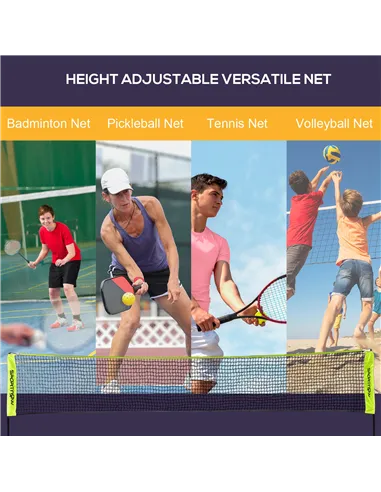 SPORTNOW 4m Badminton Net, Height Adjustable Outdoor Sports Net, with Carry Bag, for Tennis, Pickleball, Volleyball