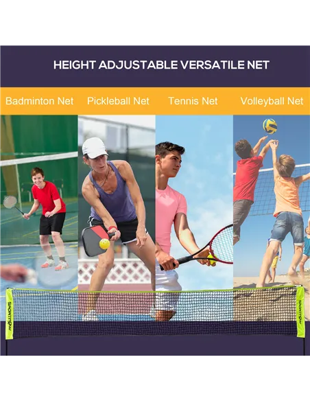 SPORTNOW 4m Badminton Net, Height Adjustable Outdoor Sports Net, with Carry Bag, for Tennis, Pickleball, Volleyball