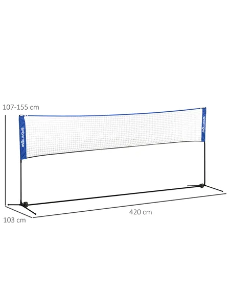 SPORTNOW 4m Badminton Net, Height Adjustable Outdoor Sports Net, with Carry Bag, for Tennis, Pickleball, Volleyball, Blue