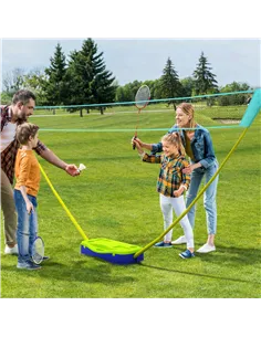 SPORTNOW Portable Badminton Net Set w/ Volleyball Net, Rackets, Shuttlecocks 2