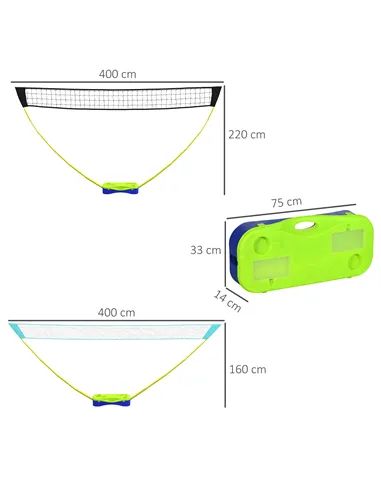 SPORTNOW Portable Badminton Net Set w/ Volleyball Net, Rackets, Shuttlecocks