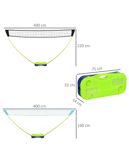 SPORTNOW Portable Badminton Net Set w/ Volleyball Net, Rackets, Shuttlecocks