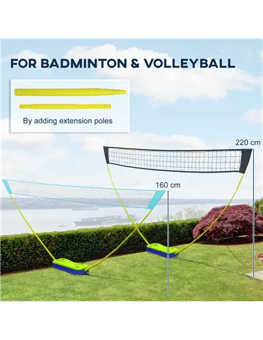 SPORTNOW Portable Badminton Net Set w/ Volleyball Net, Rackets, Shuttlecocks
