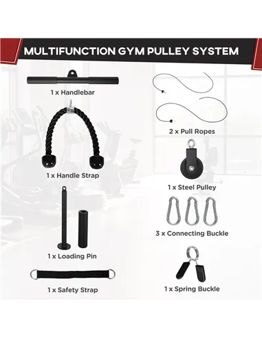 SPORTNOW Cable Machine Pulley System with 2 x 5kg Weight Plates, Lat Pull Down System with Loading Weight for Home Gym Biceps Tr