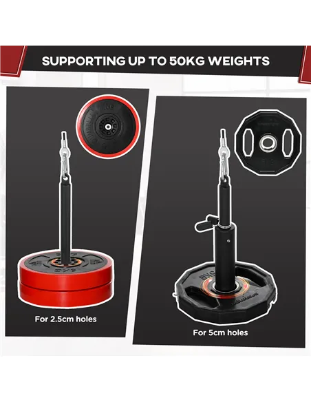 SPORTNOW Cable Machine Pulley System with 2 x 5kg Weight Plates, Lat Pull Down System with Loading Weight for Home Gym Biceps Tr