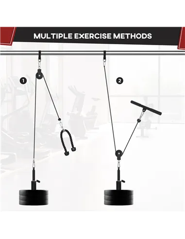 SPORTNOW Cable Machine Pulley System with 2 x 5kg Weight Plates, Lat Pull Down System with Loading Weight for Home Gym Biceps Tr