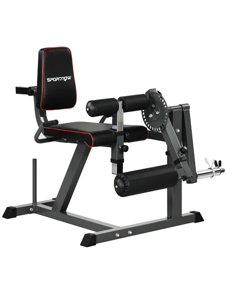 SPORTNOW Seated Leg Extension and Curl Machine, Adjustable Leg Raise Machine and Curl Machine with Plate Loaded for Hip, Thigh, 