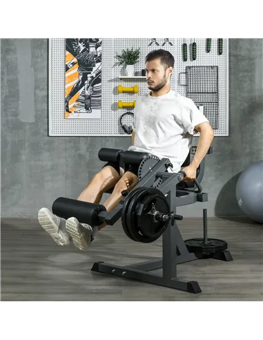 SPORTNOW Seated Leg Extension and Curl Machine, Adjustable Leg Raise Machine and Curl Machine with Plate Loaded for Hip, Thigh, 