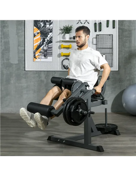 SPORTNOW Seated Leg Extension and Curl Machine, Adjustable Leg Raise Machine and Curl Machine with Plate Loaded for Hip, Thigh, 