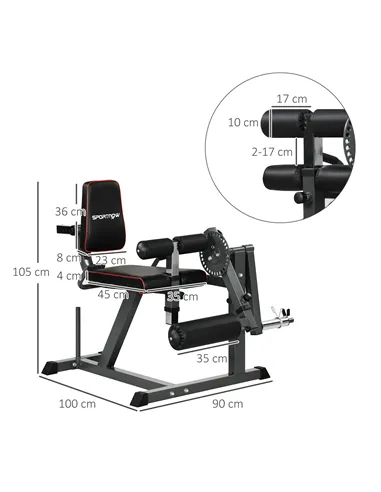 SPORTNOW Seated Leg Extension and Curl Machine, Adjustable Leg Raise Machine and Curl Machine with Plate Loaded for Hip, Thigh, 