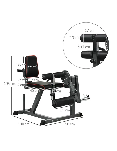 SPORTNOW Seated Leg Extension and Curl Machine, Adjustable Leg Raise Machine and Curl Machine with Plate Loaded for Hip, Thigh, 